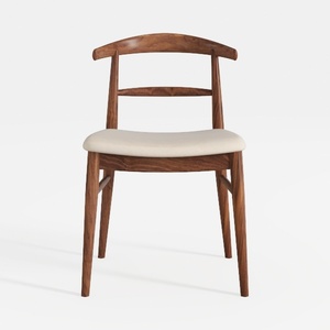 Mid Century Solid Walnut Wood Fabric Upholstered Dining Chair 3D Model