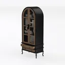 71'' Tall Arched Pantry Cabinet, Farmhouse Kitchen Left 45 Degree View