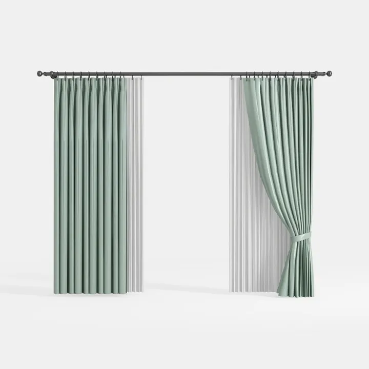 Minimalist Fabric Two Tone Window Curtains 3D Model