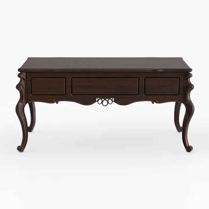 Vintage Solid Walnut Carved Executive Desk 3D Model