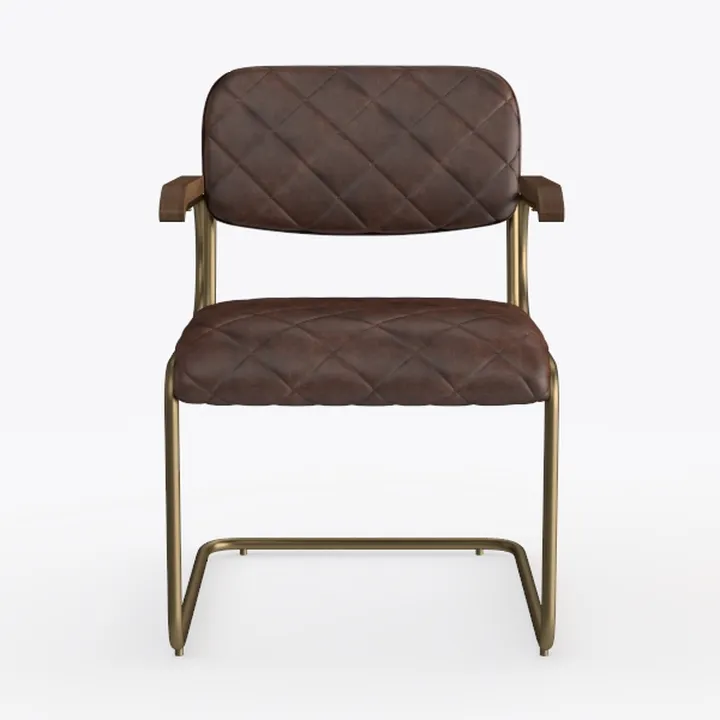 Vintage Leather Upholstered Metal Armchair 3D Model