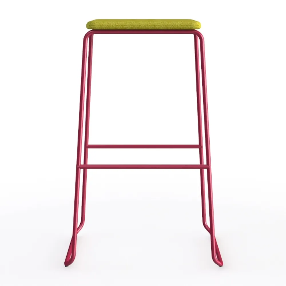 26.4 in. Red Low Back Metal Counter Height Bar Cha