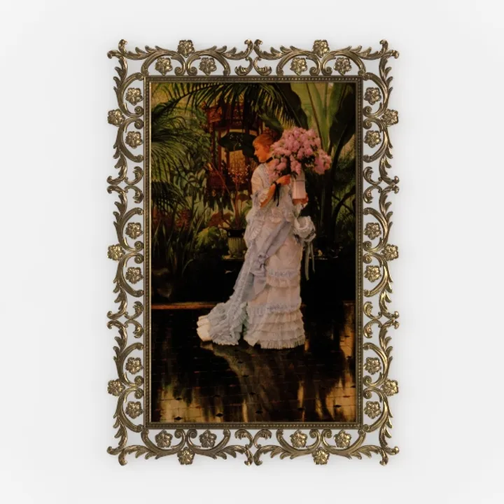 Vintage Ornate Brass Framed Wall Art Picture 3D Model