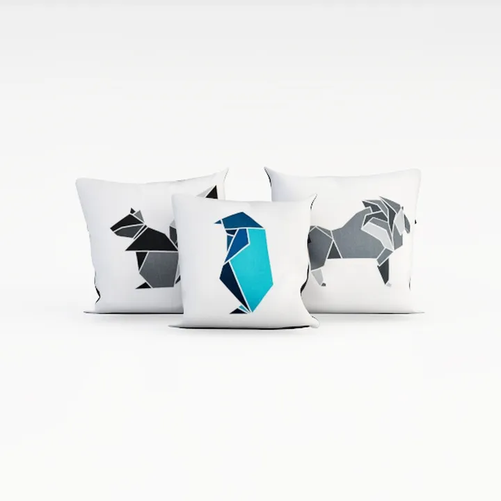 Minimalist Geometric Animal Print Fabric Throw Pillows 3D Model
