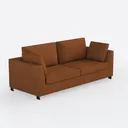 Modern Minimalist Brown Leather Sofa with Throw Pillows 3D Model Right 45 Degree View