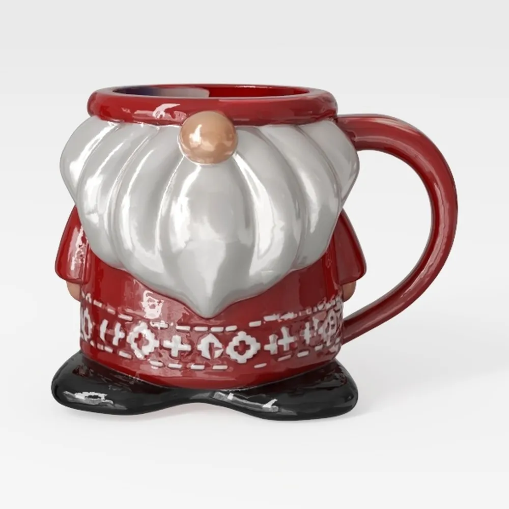 Bico Ceramic Red & Blue Christmas Gnome 15oz Mugs Set_ai generated