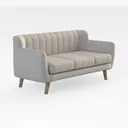 Modern Minimalist Fabric Tufted 3 Seater Sofa 3D Model Right 45 Degree View