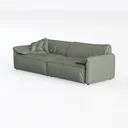 Minimalist Sage Green Fabric Large Sofa 3D Model Left 45 Degree View