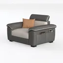 Modern Two Tone Fabric Armchair with Accent Pillow 3D Model Left 45 Degree View
