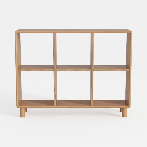 Tangkula 6 Cube Low Bookshelf, 2-Tier Short Wood