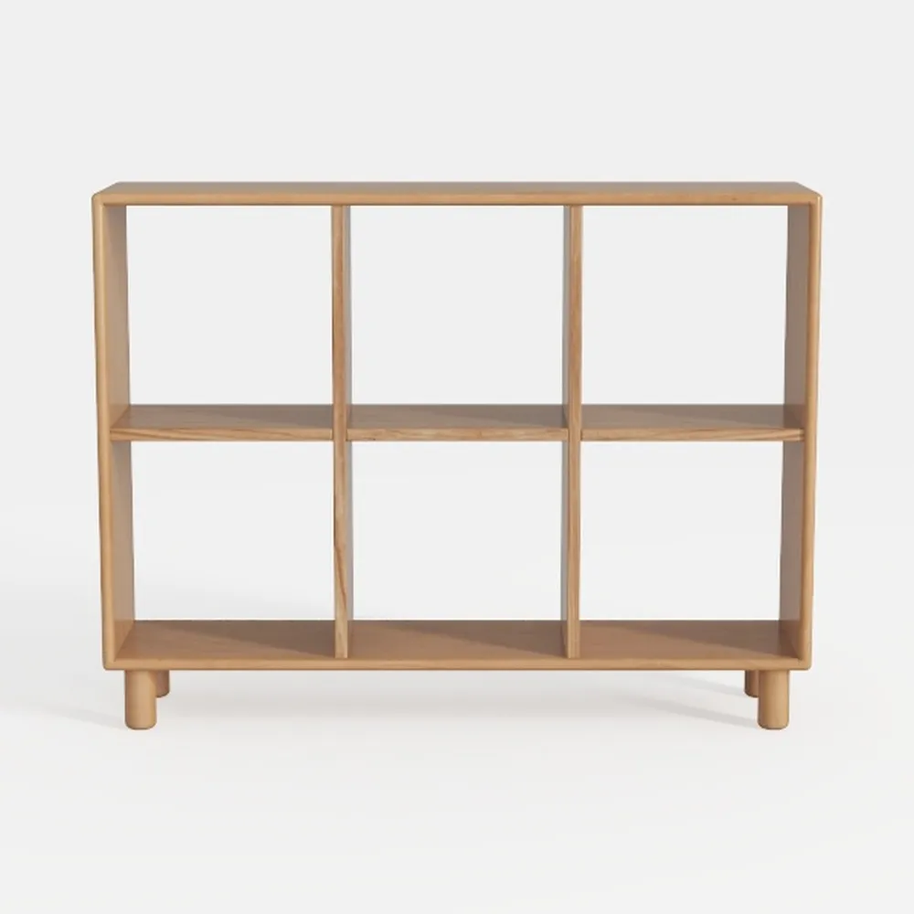 Tangkula 6 Cube Low Bookshelf, 2-Tier Short Wood