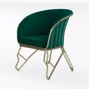 Modern Emerald Velvet Gold Metal Armchair 3D Model Left 45 Degree View