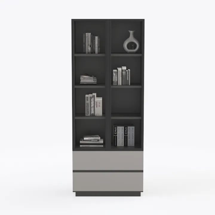 Minimalist Two Tone Wood Bookshelf With Drawers 3D Model