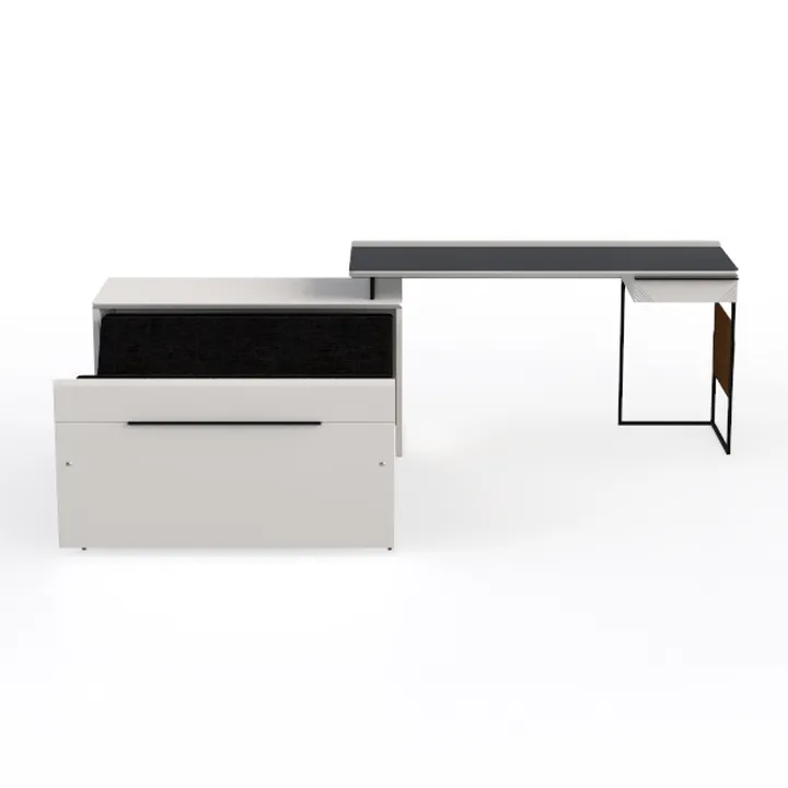 Selsey Scrivania per computer con 2 cassetti, telaio in metallo, 120 x 50 x 80 cm, nero con gambe nere