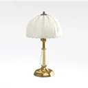 Vintage Brass Glass Fabric Table Lamp 3D Model Right 45 Degree View