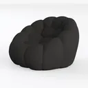 Minimalist Black Fabric Bubble Accent Chair 3D Model Left 45 Degree View