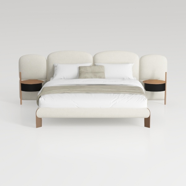 SOFTSEA Queen Size Boucle Bed Frame, Upholstered P