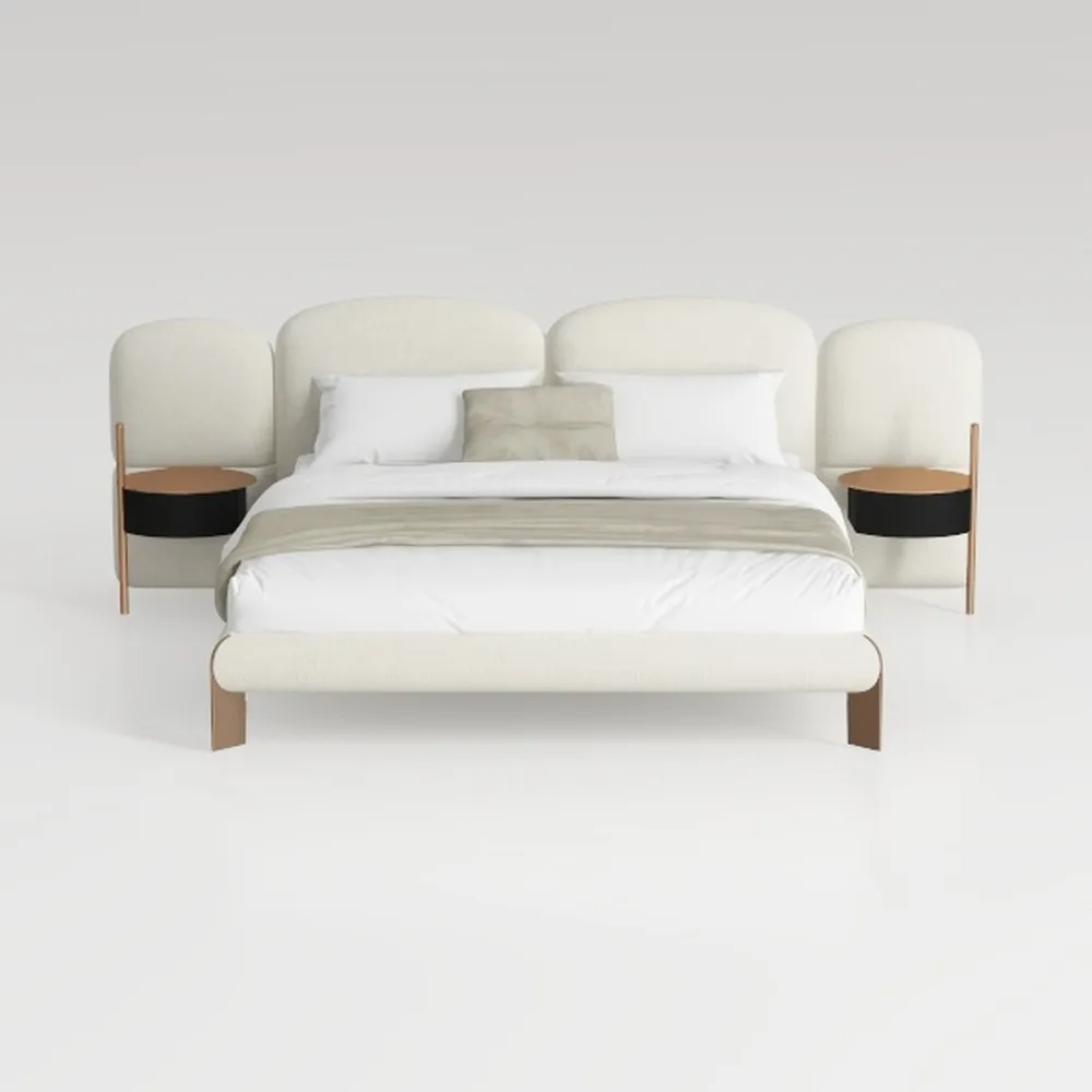 SOFTSEA Queen Size Boucle Bed Frame, Upholstered P