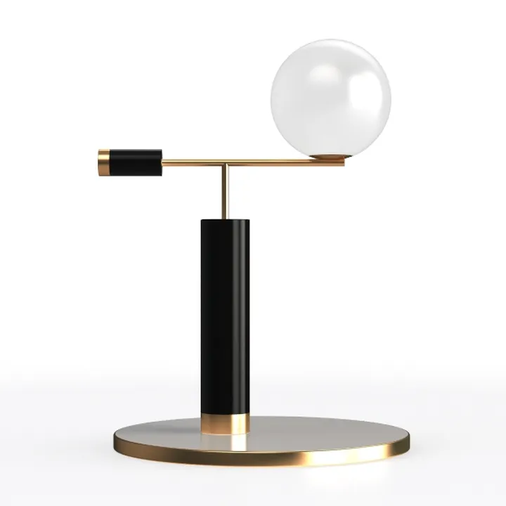 Modern Black Gold Metal Glass Table Lamp 3D Model