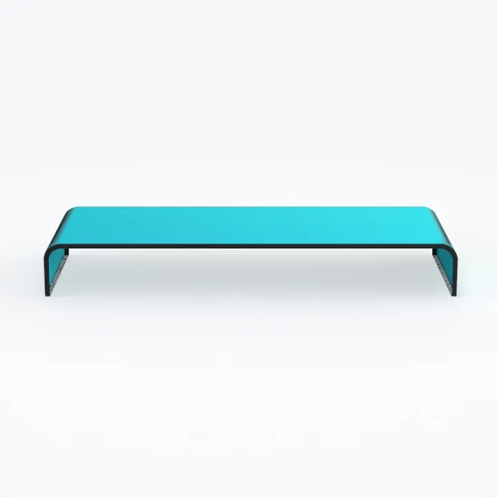 Crysta 48 in. Clear/Blue Large Rectangle Glass Cof