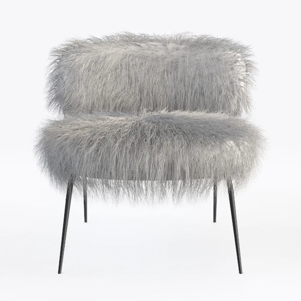 BIRDROCK HOME Faux Fur Papasan Chair with Black Le