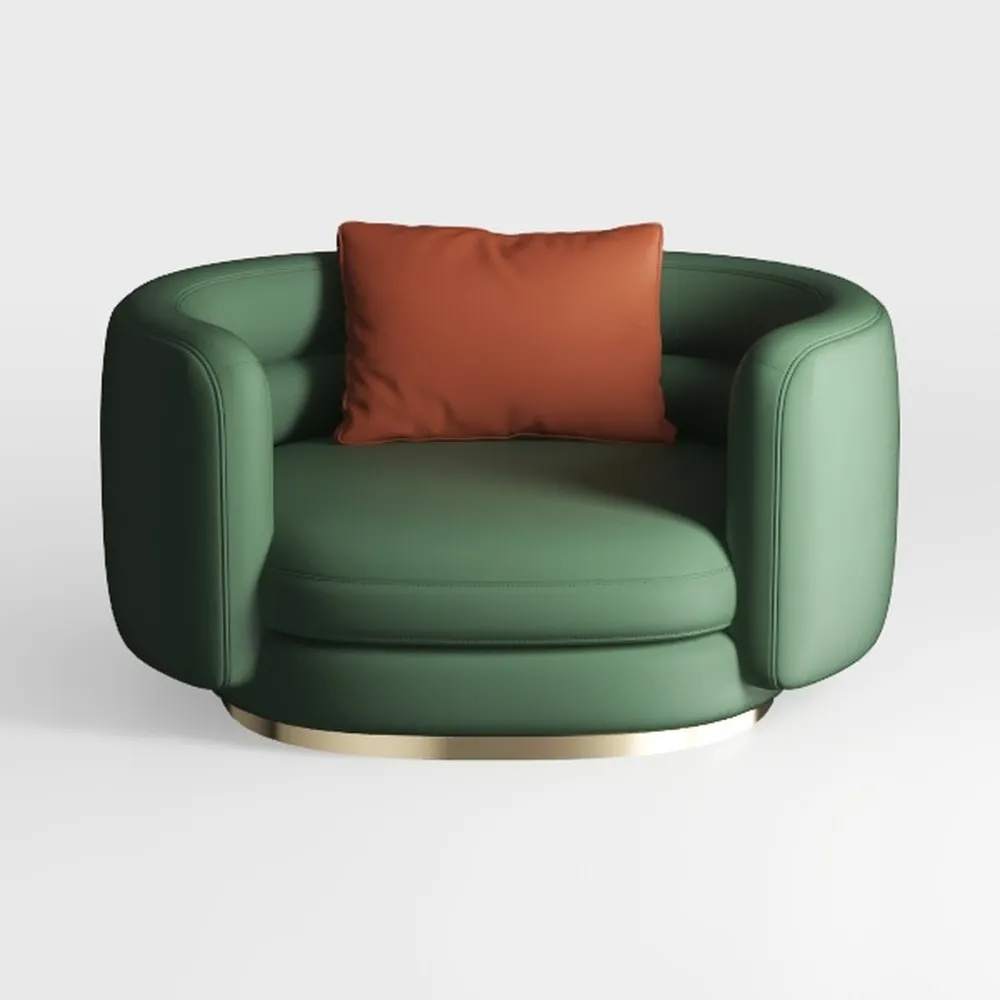 Swivel Barrel Accent Chair, Modern Round Faux