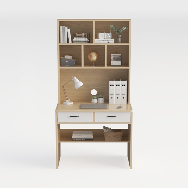 Xorgeximo Wooden Computer Desk with Bookshelf and 