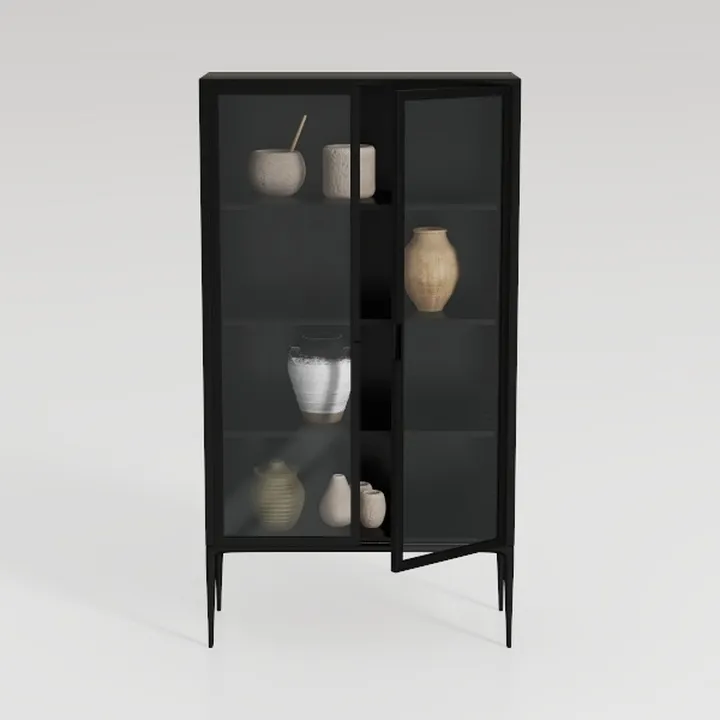 71 inches Black Metal Storage Cabinet with Doors
