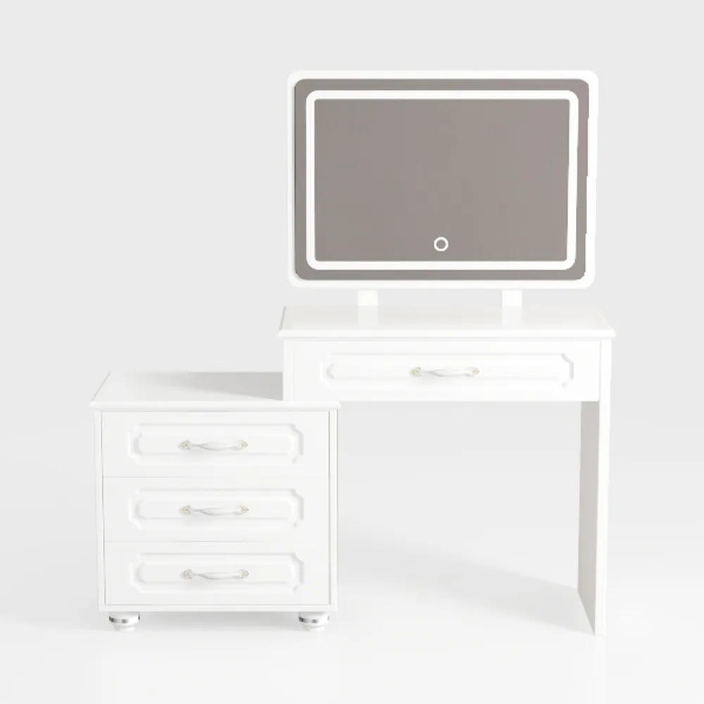 DWVO 46'' Glass Top Makeup Vanity with 10 Drawers,