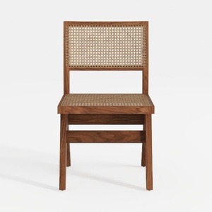 Mid Century Modern Walnut Rattan Dining Chair 3D Model
