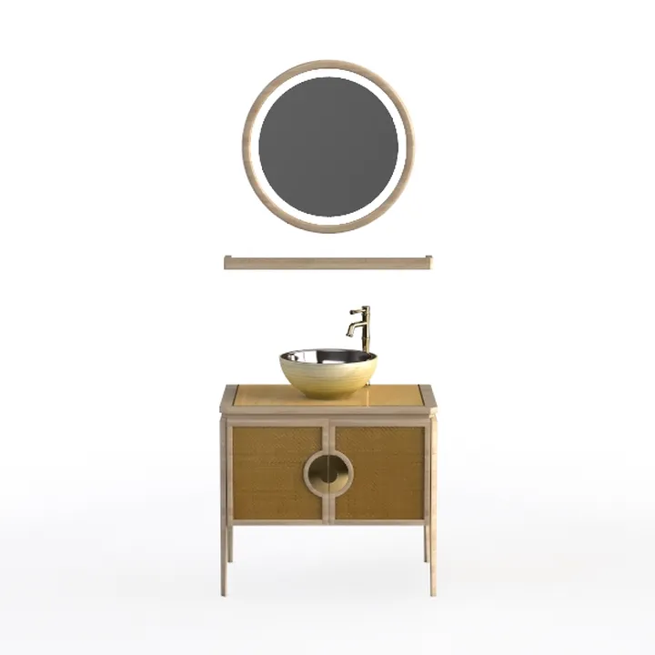 Bathroom vanity set - circular mirror