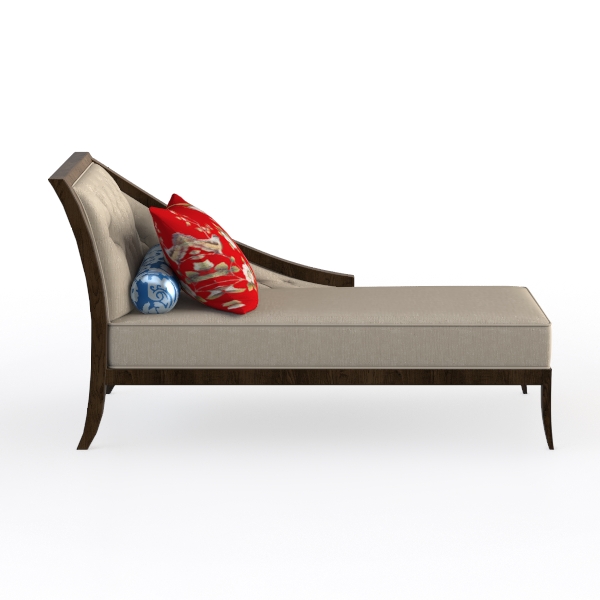 61 in. W Light Gray Fabric Upholstered Chaise with