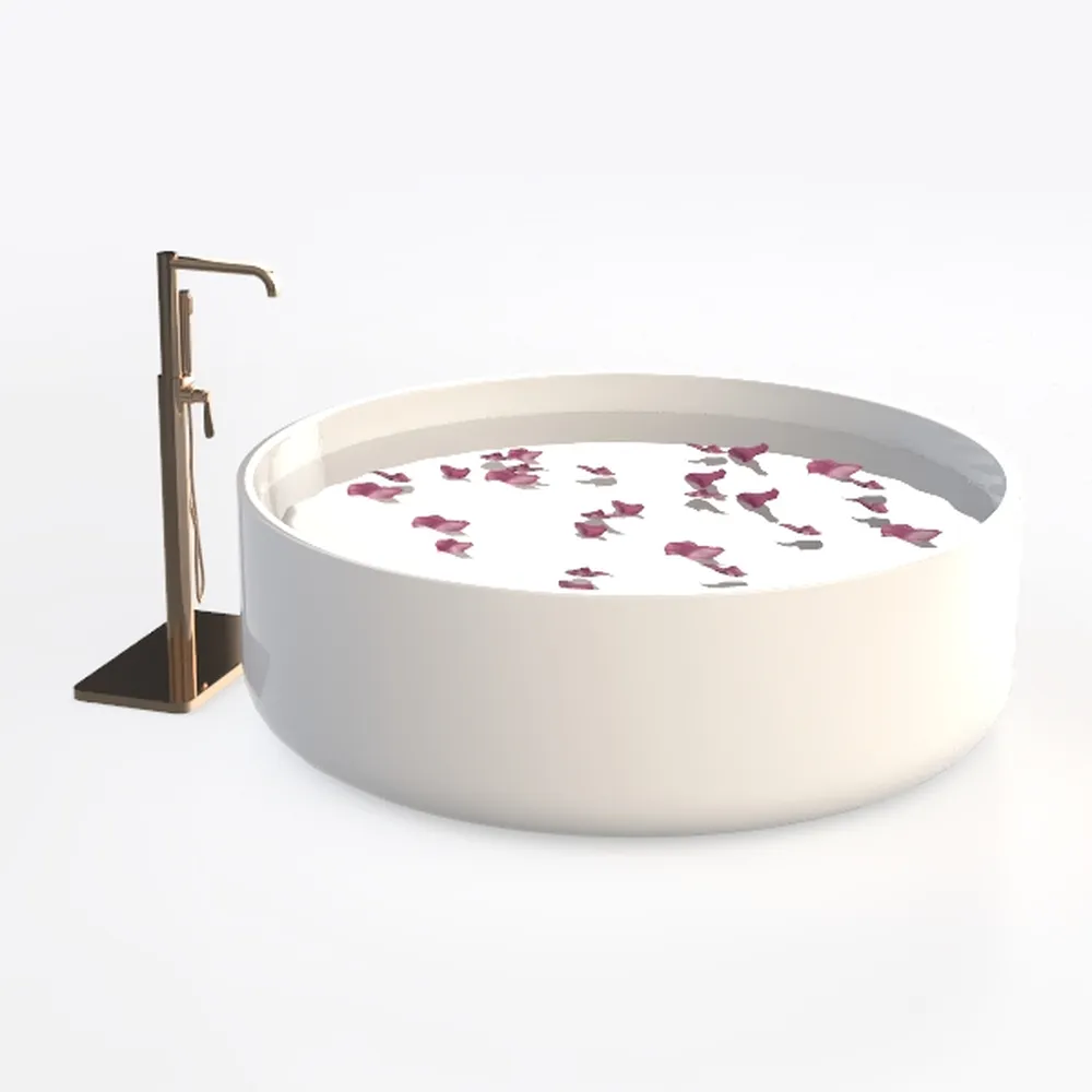 Free-Standing Soaking Bathtub Made of White Solid