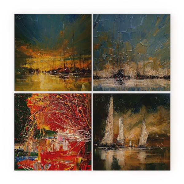 Pyradecor Large Sunset Sea Beach Modern Seascape