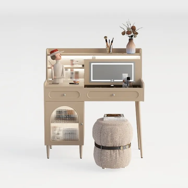 41.4 in. 3-Drawer Dresser With Right Side Cabinet 