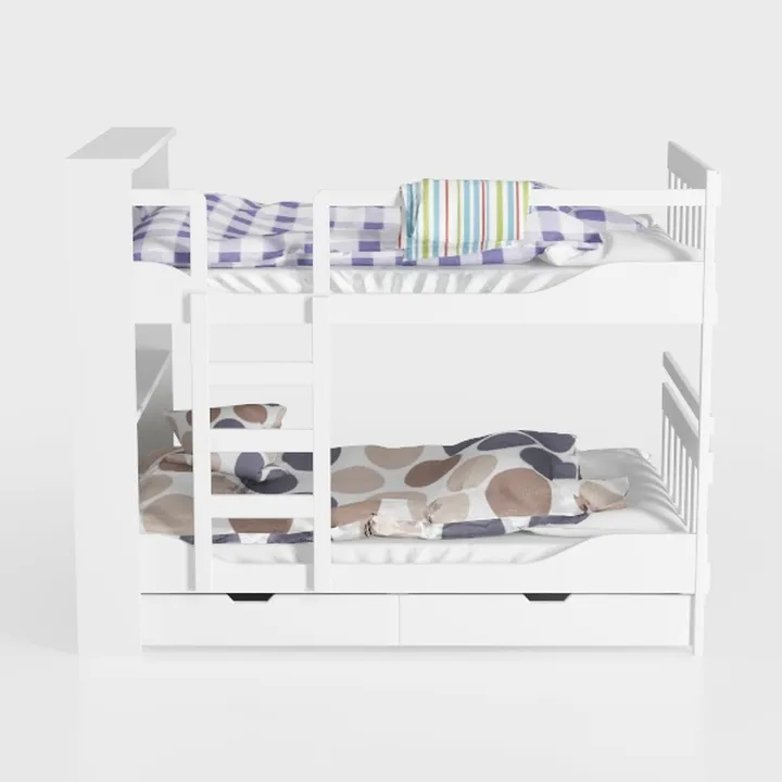Twin Over Twin Wood Bunk Bed with Trundle for Kids