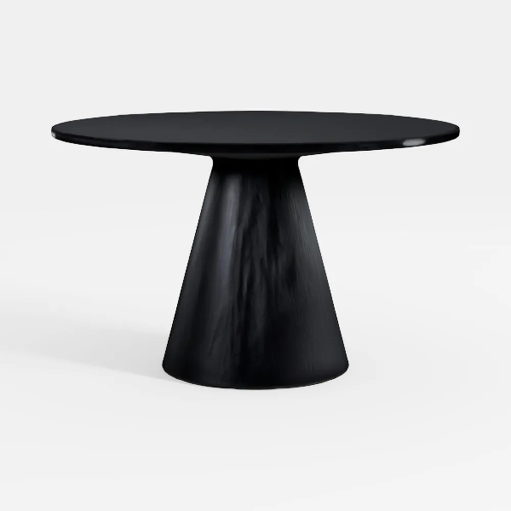 Fin Black Wood Round 59 in. Pedestal Base Dining T