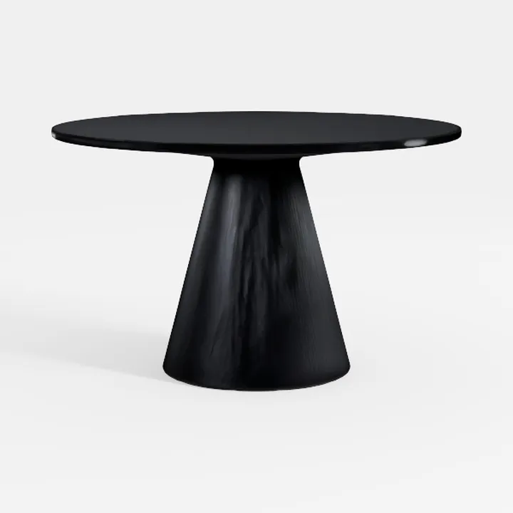 Fin Black Wood Round 59 in. Pedestal Base Dining T