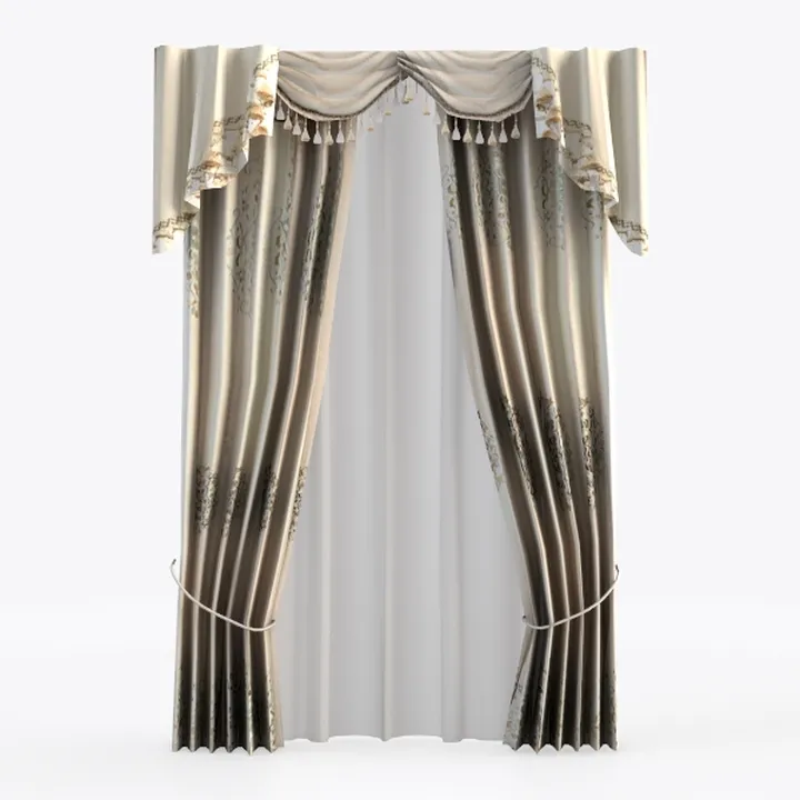 Vintage Luxury Fabric Embellished Tassel Curtain 3D Model