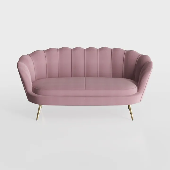 HULALA HOME Velvet Loveseat Sofa with Gold Legs