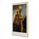 Medieval Golden Armor Knight Wall Art Painting 3D Model Left 45 Degree View