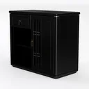 Modern Black Solid Wood Storage Cabinet With Brass Accents 3D Model Left 45 Degree View