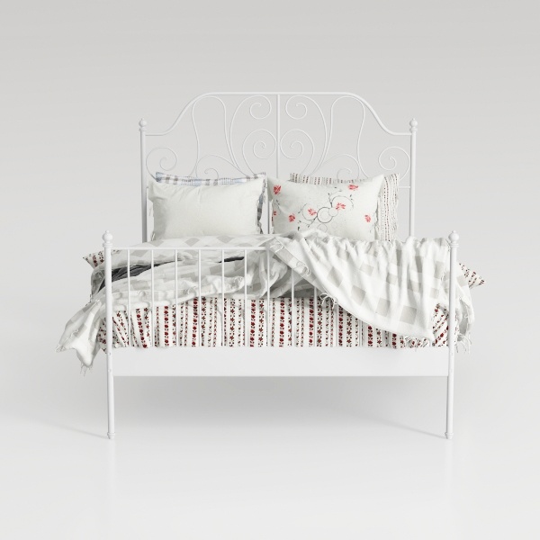 vidaXL Bed Frame White Powder-Coated Steel Twin