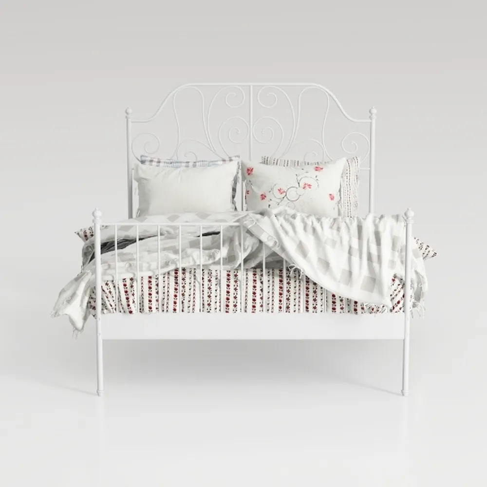 vidaXL Bed Frame White Powder-Coated Steel Twin