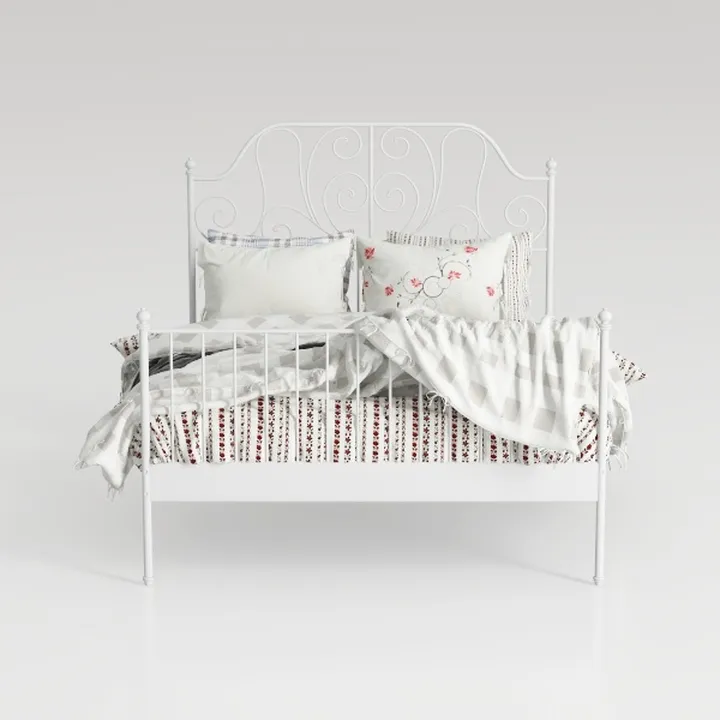vidaXL Bed Frame White Powder-Coated Steel Twin