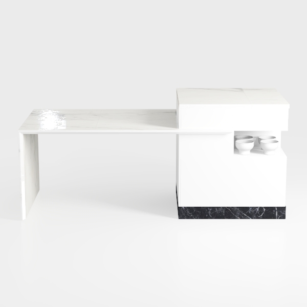 Dulcet 47 in. Marble White Rectangle Glass Top Cof