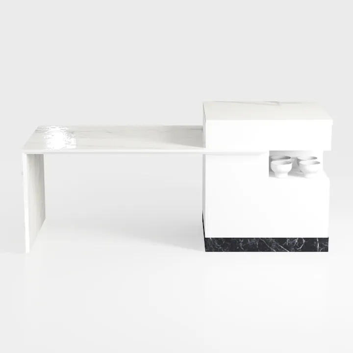Dulcet 47 in. Marble White Rectangle Glass Top Cof
