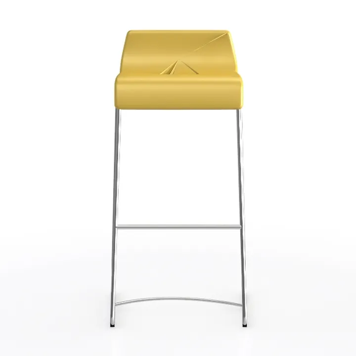 Modern Yellow Fabric Metal Bar Stool 3D Model