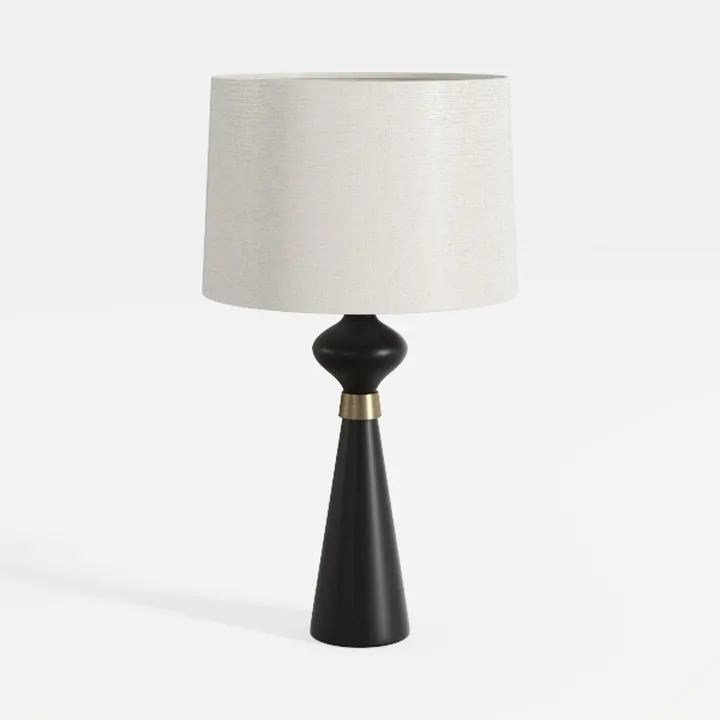 Modern Minimalist Black Metal Linen Fabric Table Lamp 3D Model