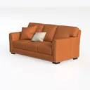 Modern Leather Nailhead Trim 3 Seat Sofa 3D Model Left 45 Degree View